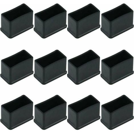Lot de 12 Embouts de Protection Rectangulaires en Feutre de Caoutchouc pour Pieds de Table ou de Chaise - Noir, 15 x 30 mm.-DPZO (1/4)
