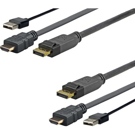 Adaptador Vivolink PROHDMIUSBDP1 DP a HDMI + USB de 1 m, color negro (1/2)