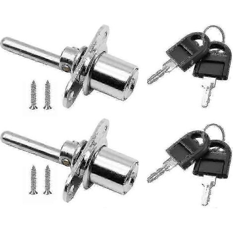Set mit 2 Schubladenschlössern inklusive Schlüssel für Möbel, Kolbenschlösser für Schränke, Vitrinen und Aktenschränke, 16 mm Durchmesser, 61 mm Länge (silber) s202412246883-Gut (1/5)