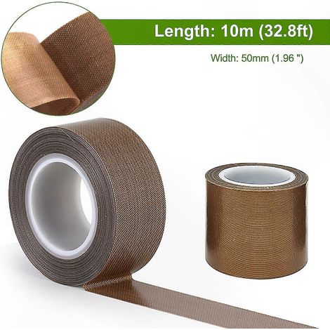Ruban PTFE autocollant résistant à la chaleur pour usages haute température, film adhésif de 10 mètres, étanche et durable (1/5)