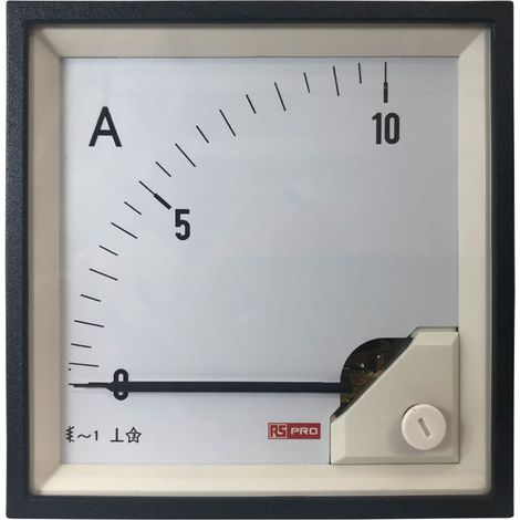 Ampèremètre analogique de panneau V c.a. RS PRO, Echelle 10 (Input)A, 96mm x 96mm ( Prix pour 1 ) (1/3)