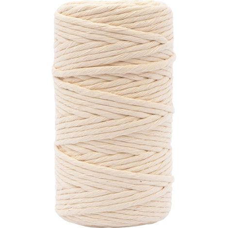 Corde Macramé - Naturel - 4 mm x 100 m - 100% Coton - Beige - Fil pour Bracelets Brésiliens, Suspension pour Plantes, Crochet, Rideaux, Attrape-Rêve et Décorations (1/5)
