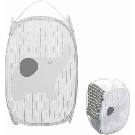 Panier à linge pliable pop-up en maille, éléphant gris, portable – DELKEVIC (1/5)