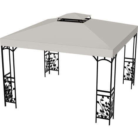 Wolketon Ersatzdach Pavillon 3x3m, Gartenzelt Dachabdeckung aus 300D Polyester, Pavillondach mit Kaminabzug für Garten & Party Anthrazit Beige