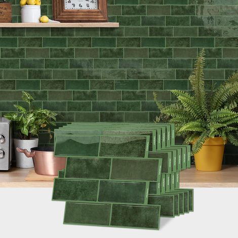 3D Ziegelsteinstil Fliesenaufkleber 10 Stück Wandfliese Aufkleber Verdickte Selbstklebende Fliesen Tapete Wasserdicht Wandaufkleber für Küche,Bäder,Schrank,Möbel,Tisch