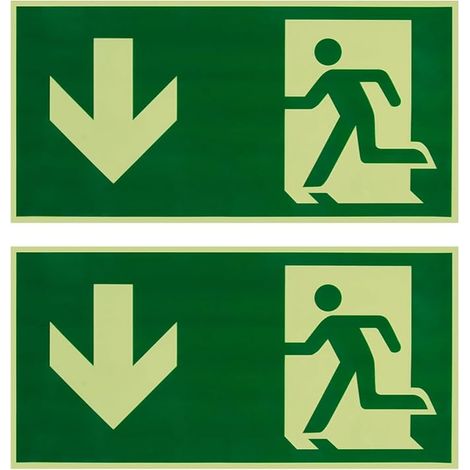 Emergency Exit Signs, Emergency Exit, Emergency Block Photoluminescent 300 x 150 mm in Stickers, Luminous Evacuation Signs for Public Local Schools (1/5)