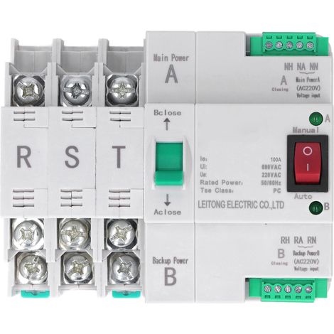 Commutateur de transfert automatique 3P 100A AC400V, rail DIN, contrôleur double alimentation pour usine et ferme (1/5)