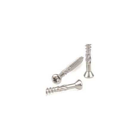 Sud Bois – Boite de 200 vis autoforeuses inox A4 5x50mm – Tête réduite Torx 6 lobes – Pour bois durs et exotiques – Embout T25 offert (1/5)