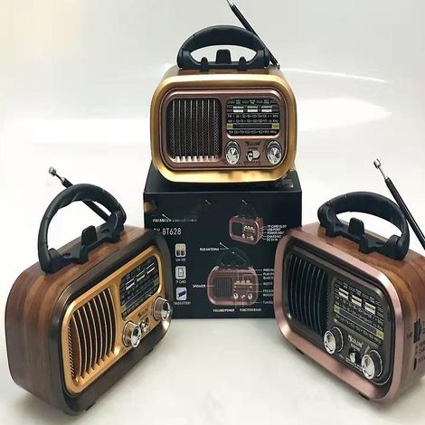 Radio vintage Bluetooth FM/AM (MW)/SW avec excellente réception, lecteur MP3 USB SD TF - Portable, fonctionne sur piles et secteur - Couleur aléatoire - Idéale pour les personnes âgées (1/5)