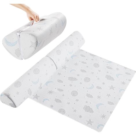 Barrière de Lit pour Enfants - Garde-Corps en Mousse Unique en Forme de Semi-Larme avec Grip Antidérapant, Housse Respirante, Imperméable (1/5)