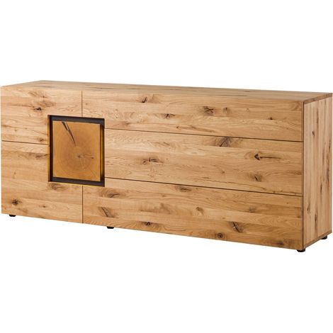 KITZBÜHEL 128 Credenza in legno di quercia selvatica - laccato oliato / naturale 160x43,5x80