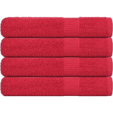 Serviettes de sauna FROGN 4 pièces rouges 80x200 cm 360 g/m²