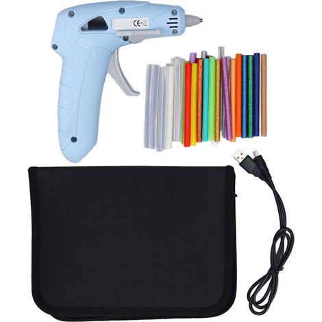 Jeffergarden Cordless Hot Melt Glue Gun Set Rechargeable Fast Heating Mini with 30pcs Hot Melt Glue Sticks 3V-4.7V Blue (1/5)