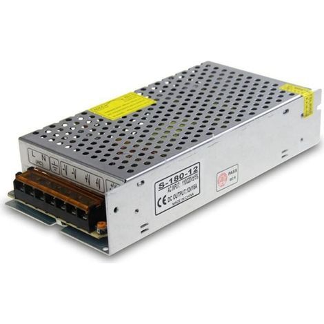 Transformador de fuente de alimentación con interruptor de 12 V CC, 15 A, 180 W, adaptador convertidor de conmutación de 110 V CA/220 V a 20 A para LED (15 A) (1/4)