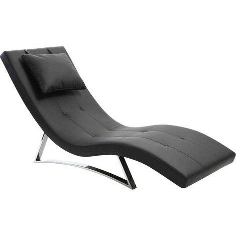 Chaise longue design noir et acier chromé BARTY