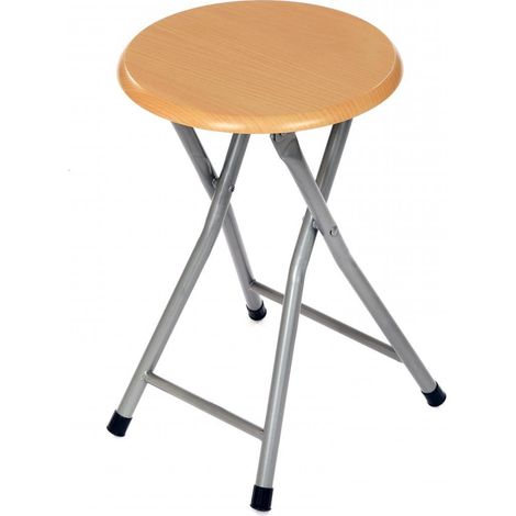 Chaise pliante en bois MDF structure métallique idéale chaise cuisine salon terrasse balcon véranda jardin pliable couleur naturelle peu encombrante tabouret (1/5)