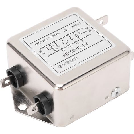 Filtre secteur 20A 250VAC AT13-20-B3, module anti-parasite industriel, courant nominal 20 ampères, tension 250 volts alternatif, composant électronique de qualité, remplacement direct, usage professio (1/5)
