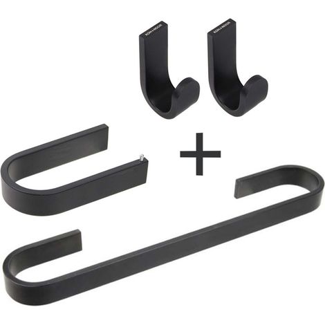 Kit de 4 accessoires salle de bain MATERIA en aluminium brillant éloxé noir - avec adhésif 3M - Koh-I-Noor (1/5)