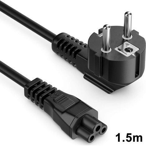 Câble d'alimentation 3 broches Onitor pour PC, ordinateur, scanner, imprimante, photocopieur, projecteur, appareils électroniques et toute autre interface standard européenne, 1,5 m (1/4)