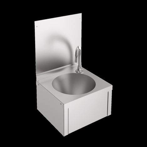 KWC Einzelwaschtisch, ANIMA, Edelstahl, 305x501x268 mm, Kniebetätigung (1/2)