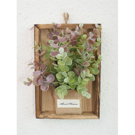 Cornice portafoto decorativa a forma di foglia di Monstera, ornamento da parete in legno con pianta verde artificiale, cornice portafoto in eucalipto rosso realizzata a mano, 16 × 7 × 23 cm (1/3)