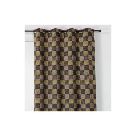 Rideau à carreaux vert olive - 135x250cm - Vert olive (1/3)