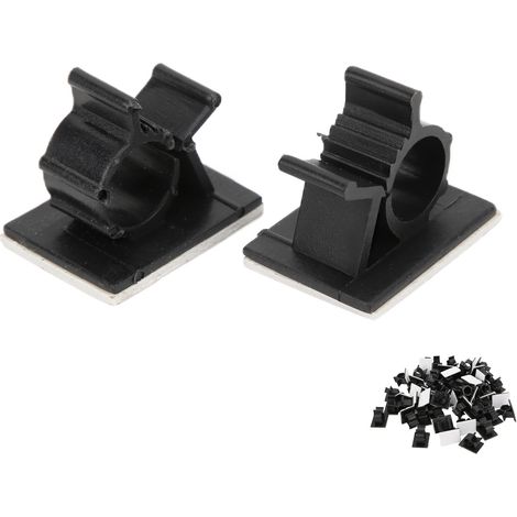 Packung mit 50 verstellbaren, selbstklebenden Kabelmanagement-Clips aus schwarzem Nylon (1/5)