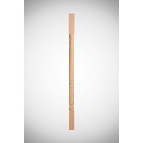 Levigne – Balustre en bois massif tourné 95cm – Section 42x42mm – Style classique pour balustrade intérieure – Brut non traité