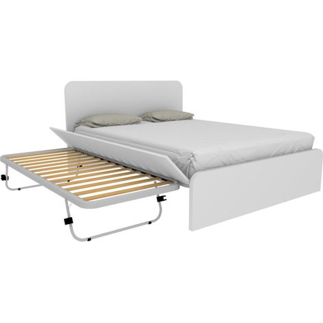 Letto matrimoniale 160x200 con rete estraibile e sollevabile - Bianco