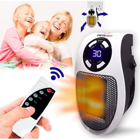 Insta Heat 500W Officiel Chauffage D'appoint, Radiateur Soufflant, Chauffe-mur Électrique à Faible Consommation, Programmable, A188 (1/5)