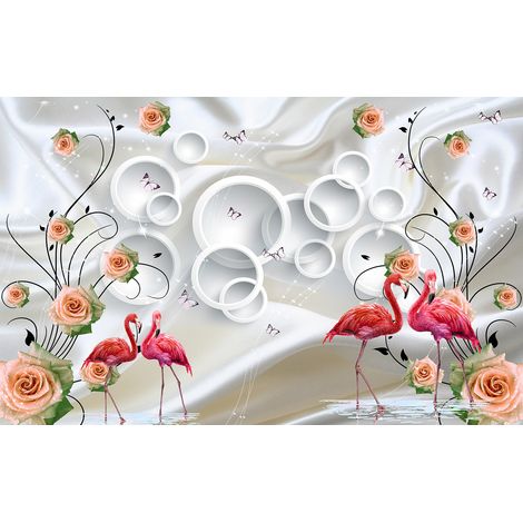 Papier peint panoramique - Flamants Roses - 130 cm x 81 cm (1/2)