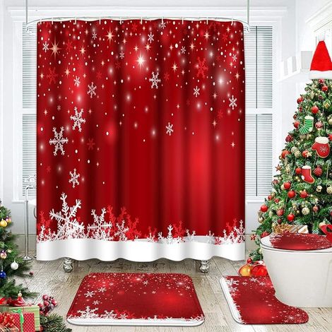 Rideau De Douche - Tapis De Bain Anti-dérapant - Couvre-cuvette - Set De Décoration Salle De Bains - 72 x 72 Pouces - 4 Pièces (1/5)