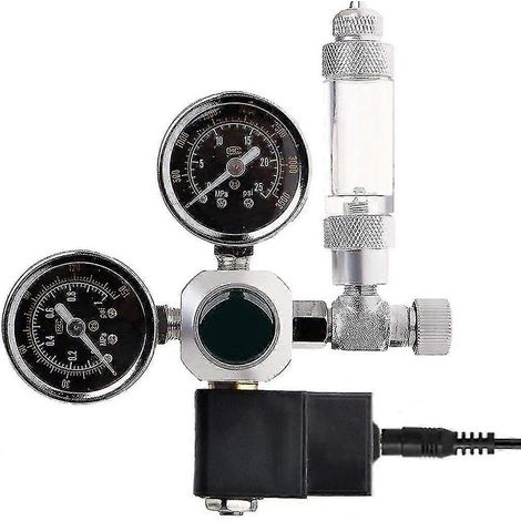 Régulateur de pression de CO2 avec arrêt nocturne, interface W21.8, électrovanne, 2 manomètres et compteur de bulles pour systèmes d'aquarium