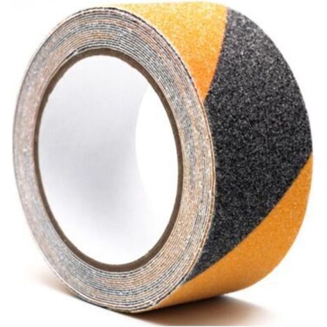 Black and yellow PVC anti-slip tape, 5 m x 5 cm, for stairs, steps, floors, safety decoration (1/5)
