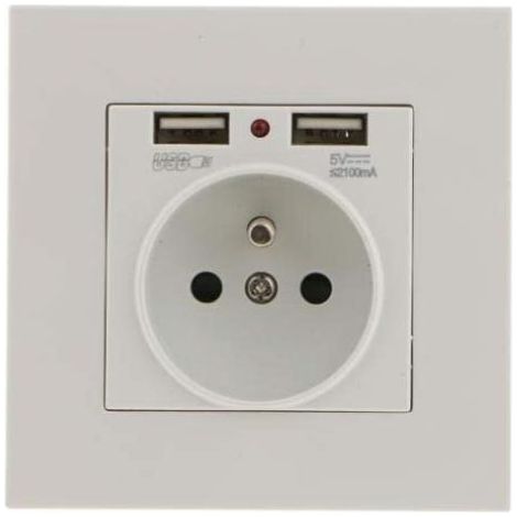 Lot de 2 prises murales, prise de courant murale avec double port USB 5V/2100mA, prise encastrée avec 2 ports USB, pratique et facile à utiliser, TREETALK (1/4)