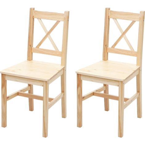2er-Set Esszimmerstuhl HHG-467, Lehnstuhl Küchenstuhl Stuhl, Massiv-Holz Landhaus Kiefer lasiert (1/5)