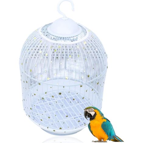 (Circonférence 150cm à 220cm)Blanc,Filet Voliere Ajustable Protection Cage Oiseaux Nylon aéré Attrape Graine Cage Oiseaux, Extensible Couverture Cage Oiseaux pour Cages Carrées Rondes