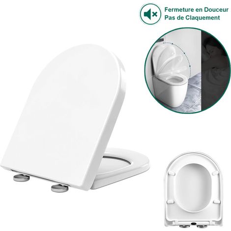 Abattant WC japonais en PP blanc – Frein de chute silencieux – Dimensions 45 x 36.5 cm – Installation facile avec charnières réglables
