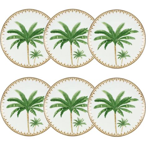 Lot de 6 assiettes plates en porcelaine, ATLAS
