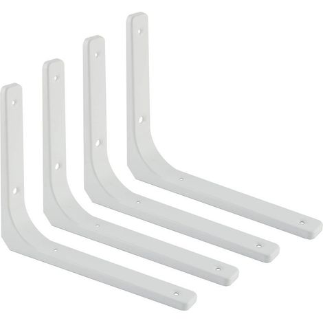 Support d'étagère mural robuste, support d'étagère flottant pour salon, chambre à coucher, cuisine, support d'étagère mural en métal, 200 x 150 mm, blanc, 4 pièces