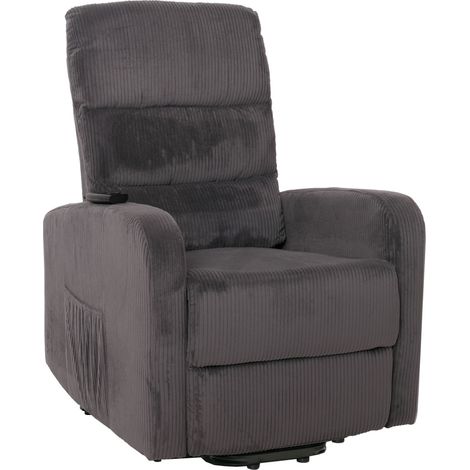 Fernsehsessel HHG-712, Relaxsessel TV-Sessel Liege, Liegefunktion Aufstehhilfe, Metall Stoff/Textil Cord dunkelgrau (1/5)