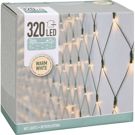 Deko Lichternetz mit 320 LED - warm weiß - Garten Lichtervorhang 300 x 150 cm für Außen mit Kabel und Netzstecker