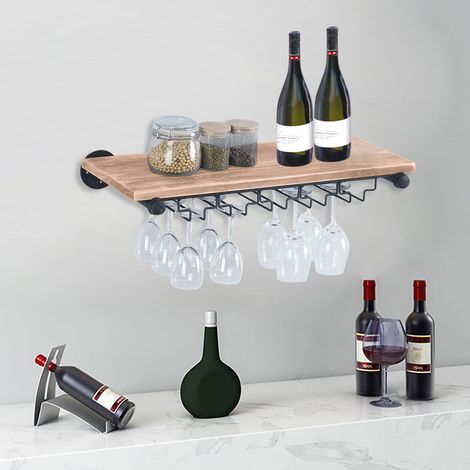 Wall Mounted Wine Rack Wooden Bottle Storage Shelf Organizer Liquor Holder Decor (1/5)