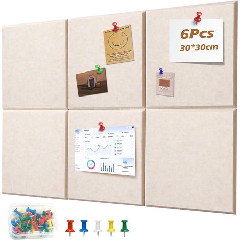 Decorative Felt Notice Board 30 x 30 cm – Set of 6 Decorative Cork Felt Adhesive 1 cm Thick for Vision Board, School, Office and Home (1/5)