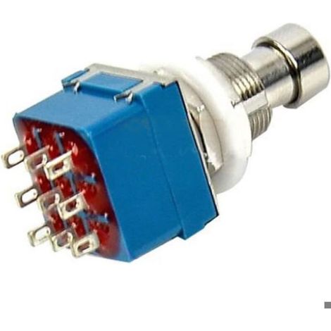 Interrupteur 3PDT - 9 Broches - Bypass Guitare - Métal Bleu - Diamètre 12 mm - Lot de 5 (1/5)