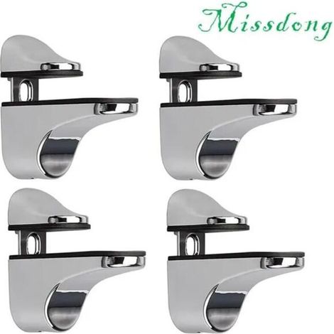 Support D'étagère en Verre Réglable, 4 Pcs Support D'étagère en Verre, Pince en Verre à Fixation Murale, Support pour Étagères en Verre (1/4)