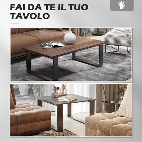 Pieds de table rectangulaires noirs en acier style industriel, 70x8x41 cm, charge supportée 60 kg, lot de 2 (1/5)