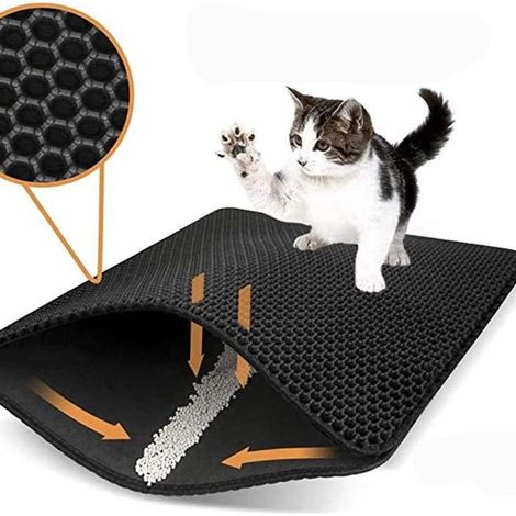 Katzenklo Matte, Grau katzenklo matte Waben Design Katzenstreu Matte Doppelstreu Matte für wasserdichte Katzentoilettenauskleidung(30  45CM)