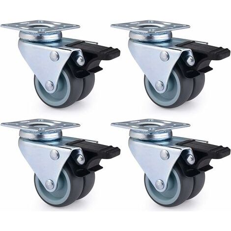 Pair - Lot de 4 Roulettes Pivotantes Ultra-résistantes avec Frein d’arrêt pour Meubles Capacité 600 kg (1/5)