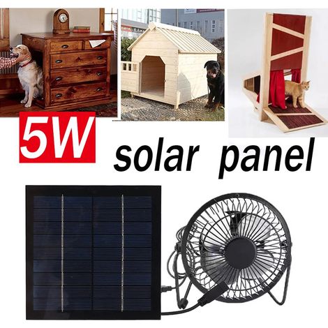 5W 6V Solarpanel-Ventilator Solarbetriebener Ventilator USB-Ausgang Solarbetriebener Abluftventilator Schreibtischventilator Belüftungsgeräte für den Außenbereich